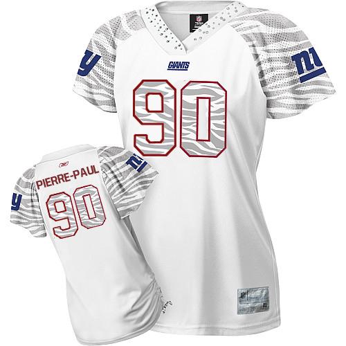 Giants #90 Jason Pierre-Paul White Women's Zebra Field Flirt Stitched NFL Jersey - Click Image to Close